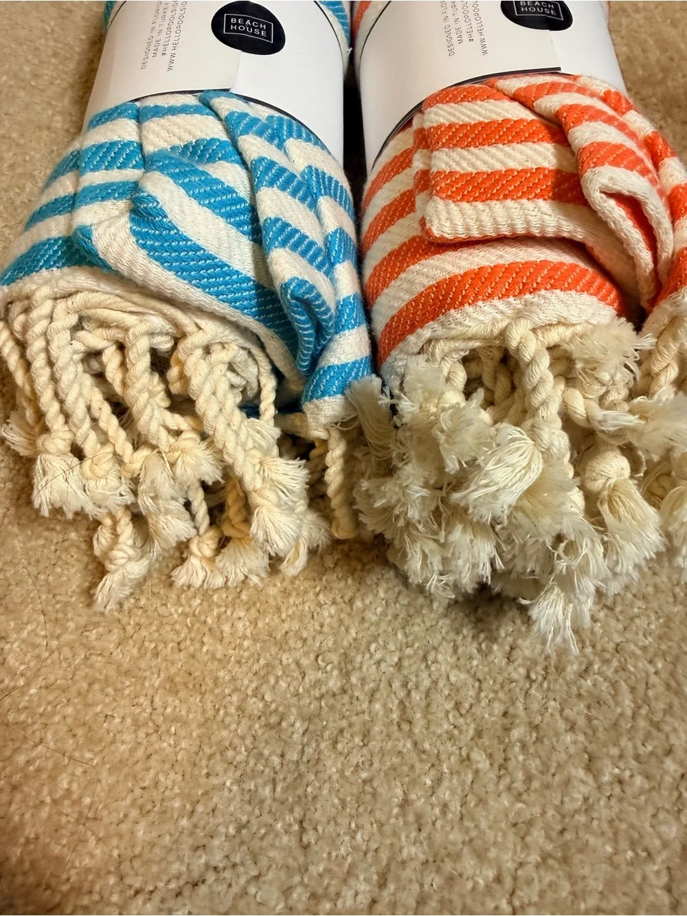 Pair of Beach House Poolside Striped Throws - Blue & Orange